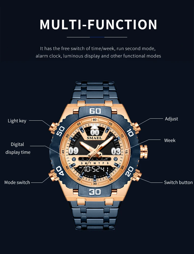 SMAEL Watch Male 2021 Sports Digital Watches Men Waterproof Steel Military Quartz Watch For Men Wristwatch Relogio Masculino SMAEL Watch Male 2021 Sports Digital Watches Men Waterproof Steel Military Quartz Watch For Men Wristwatch Relogio Masculino