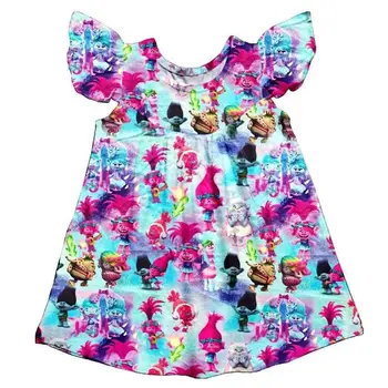 

pearl dress cartoon print girls boutique dress lovely flare sleeve with simple design clothing dress