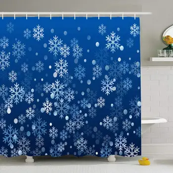 

Shower Curtain Set with Hooks 60x72 Weather Freezing White Design December Snowflake Macro Falling Snow Nature New Season Set