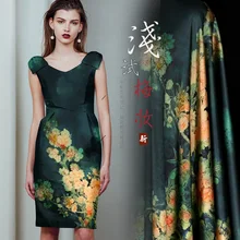 Печатный шелк стрейч-сатин 118 см Ширина 19 momme/чистый шелк Ткань для шитья платьев женские вечерние ночные платья