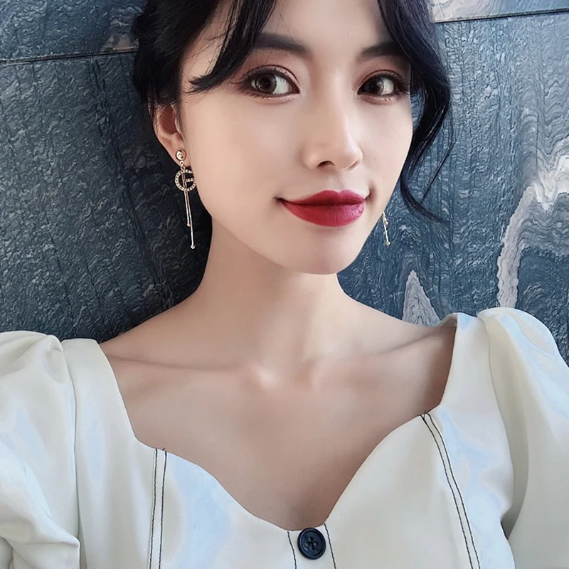 Letter G Link Chain Dangle Earrings Imitation Pearl Crystal Alphabet Ear Studs for Women dangle earrings pearl earrings crystal earrings drop earrings pendant earrings long earrings