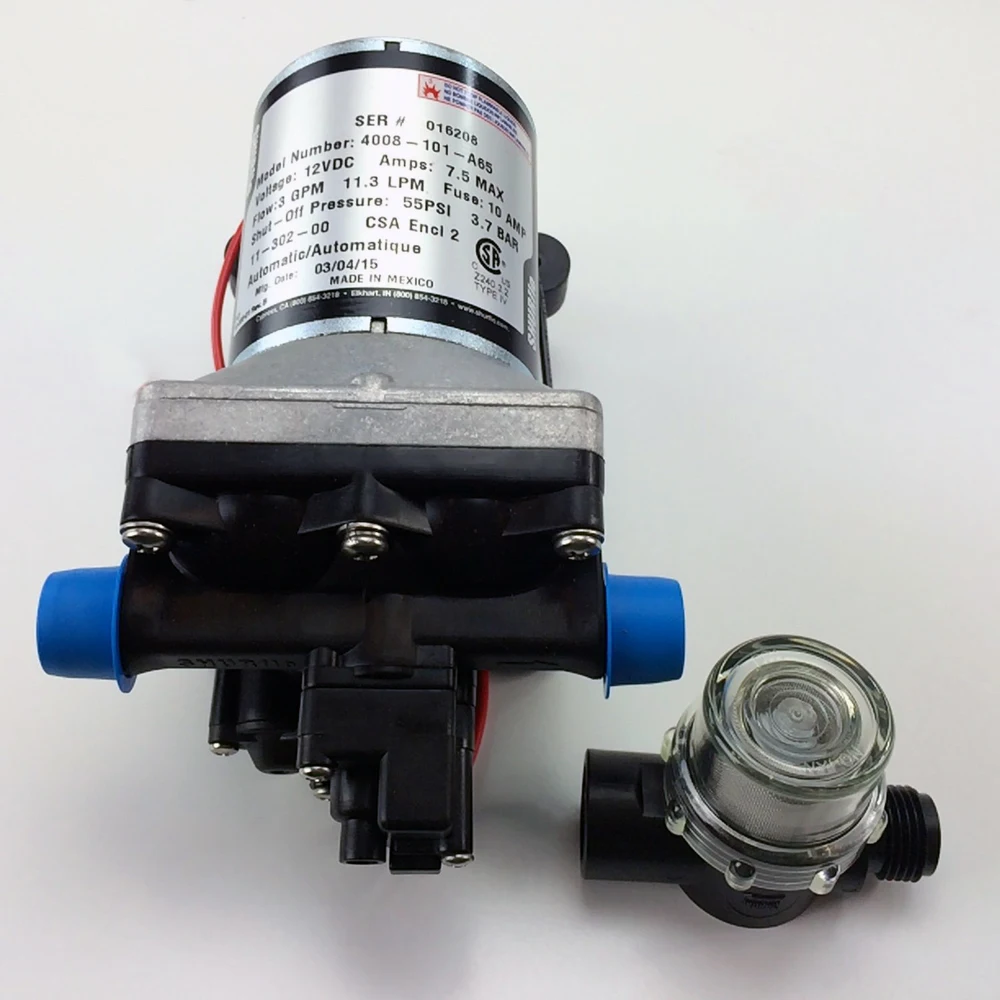 SHURFLO REVOLUTION 4008-101-A65 RV FRESH WATER PUMP 12V DC 3GPM 11.3L/min 60PSI diaphragm Pump high flow high pressure suck 1.8m
