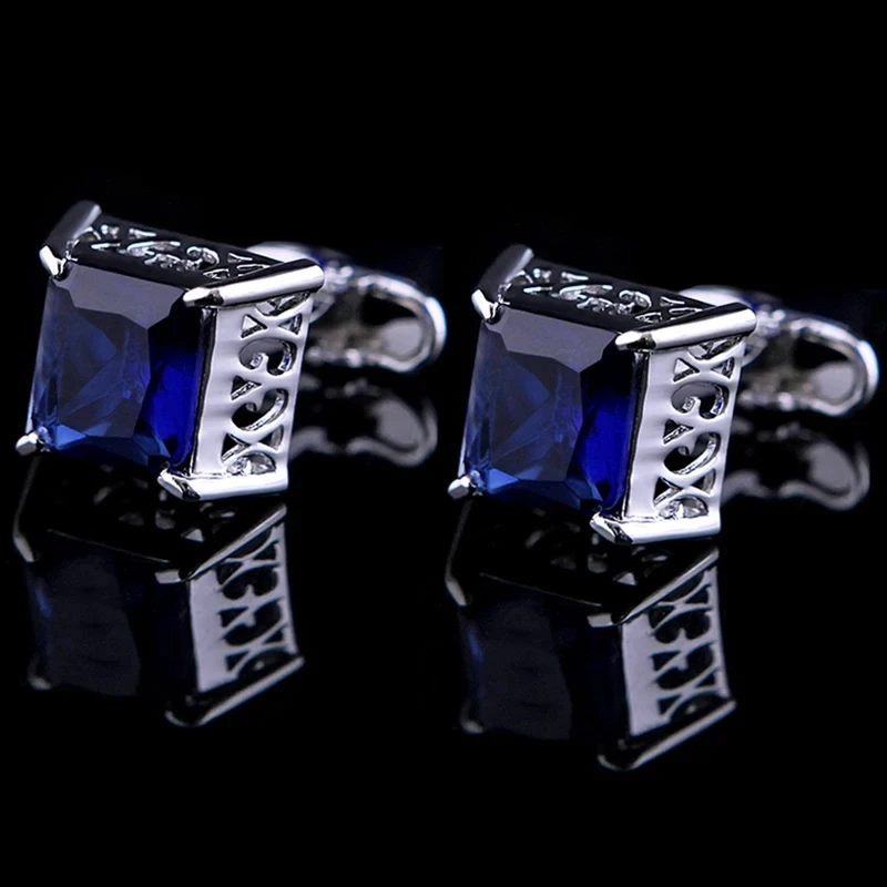 

Bridegroom Business Men Cufflinks French Shirt Hollow Out Cuff Links Purple Violet Red Black Blue Crystal Cufflink With Gift Bag