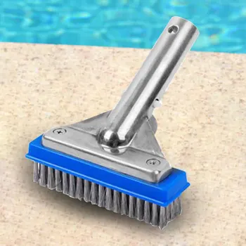 

5inch Swimming Pool Brush Portable Stainless Steel Spa Aquarium Floor Wall Cleaning Heavy Duty Stains Algae Removal Tools