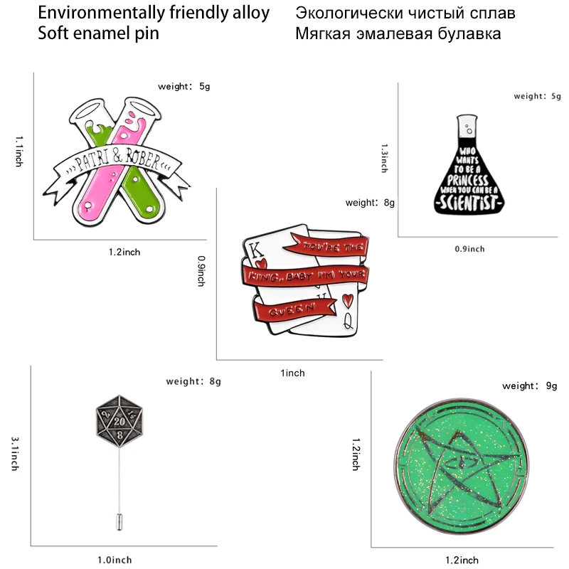 Лаборатории шпильки Цитата эмаль на булавке брошь в виде D20 игра Тотем игральные карты значки, одежд сумка штырь отворотом, ювелирное изделие для пары, подарок