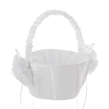 

Bride Wedding Flower Basket Wedding Supplies White Lace Flower Girl Portable Flower Basket