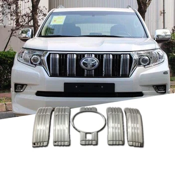 

5 Pcs ABS Chrome Front Grille Grill Cover Stickers Net Trim With Camera Hole For Toyota Land Cruiser Prado FJ150 2018