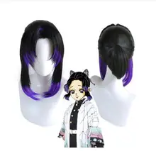 אנימה שד סלייר Kimetsu לא Yaiba Kochou Shinobu פאת קוספליי עמיד בחום סינטטי פאות + פאה כובע + פרפר סיכת ראש(China)