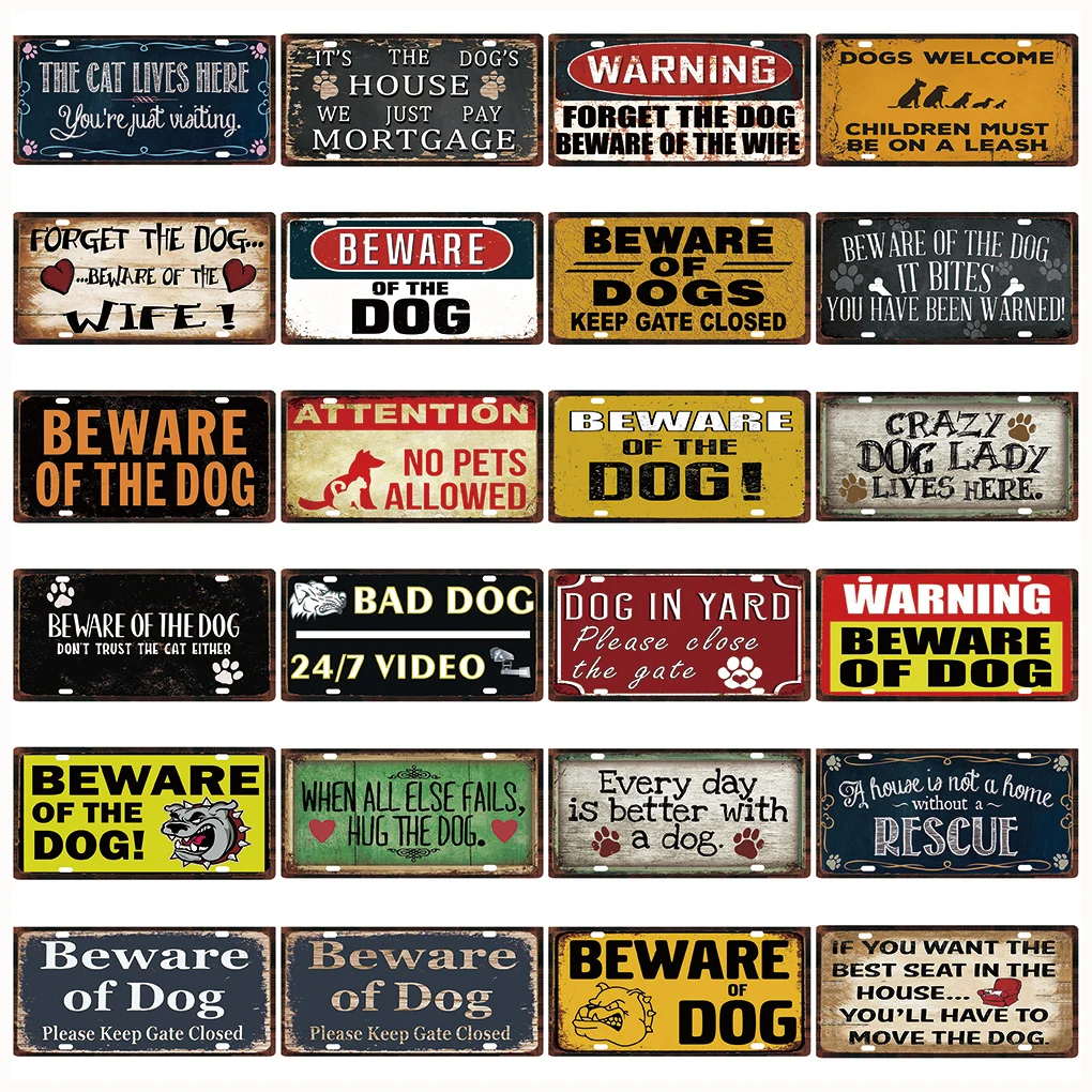 

[ Kelly66 ] Beware Of The Dog House We Just PayMortgage Metal Sign Tin Poster Home Decor Bar Wall Art Painting 15*30 CM Size C-3