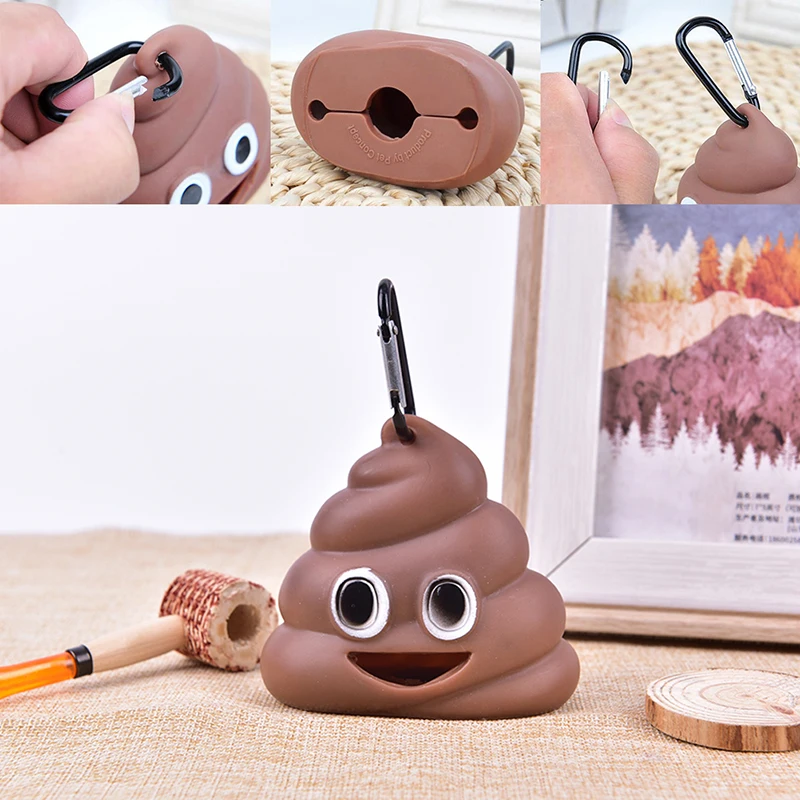 1pc Pet Poop Bag Shit shaped Dog Cat Waste Bags Portable Dog Poop Dispenser Holder Pets Cleaning Products For Outdoor