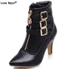 Shoes Women Boots Spring High Heels Ankle Boots Pointed Toe Buckle Martin Boots Zip Ladies Shoes White Big Size rtg5 ► Photo 2/5