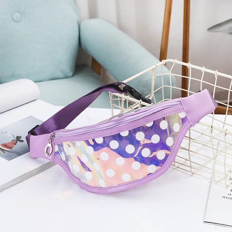 Женская поясная сумка с блестками кожаная поясная сумка для телефона, нагрудная сумка для детей, поясная сумка для девочек, поясная сумка - Цвет: purple dot