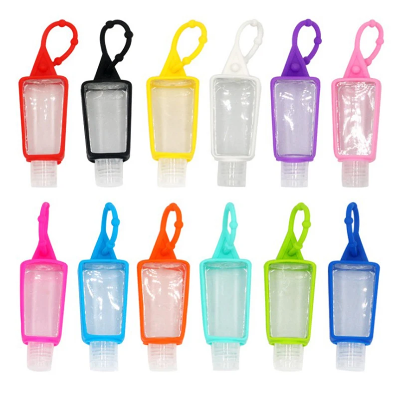 5PCS/lot 30ml Cute Silicone Mini Hand Sanitizer Detachable Cover Travel Portable Refillable Bottle Random