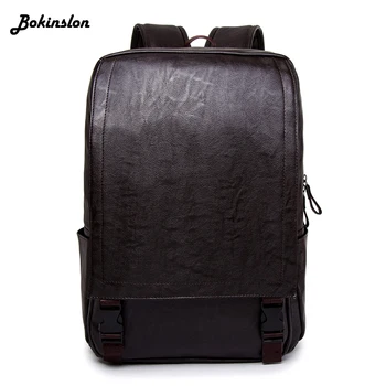 

Bokinslon Business Backpack Mans Student Bag PU Leather Large Capacity Casual Travel Bag Male Backpack