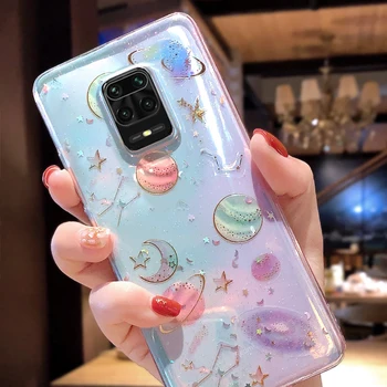 

Glitter Star Moon Rubber Clear Case Cover For Xiaomi Redmi Note 9 8 7 Pro Mi 9 SE Note 10 Pro A3 9 Lite CC9E CC9 Pro Capa Cover