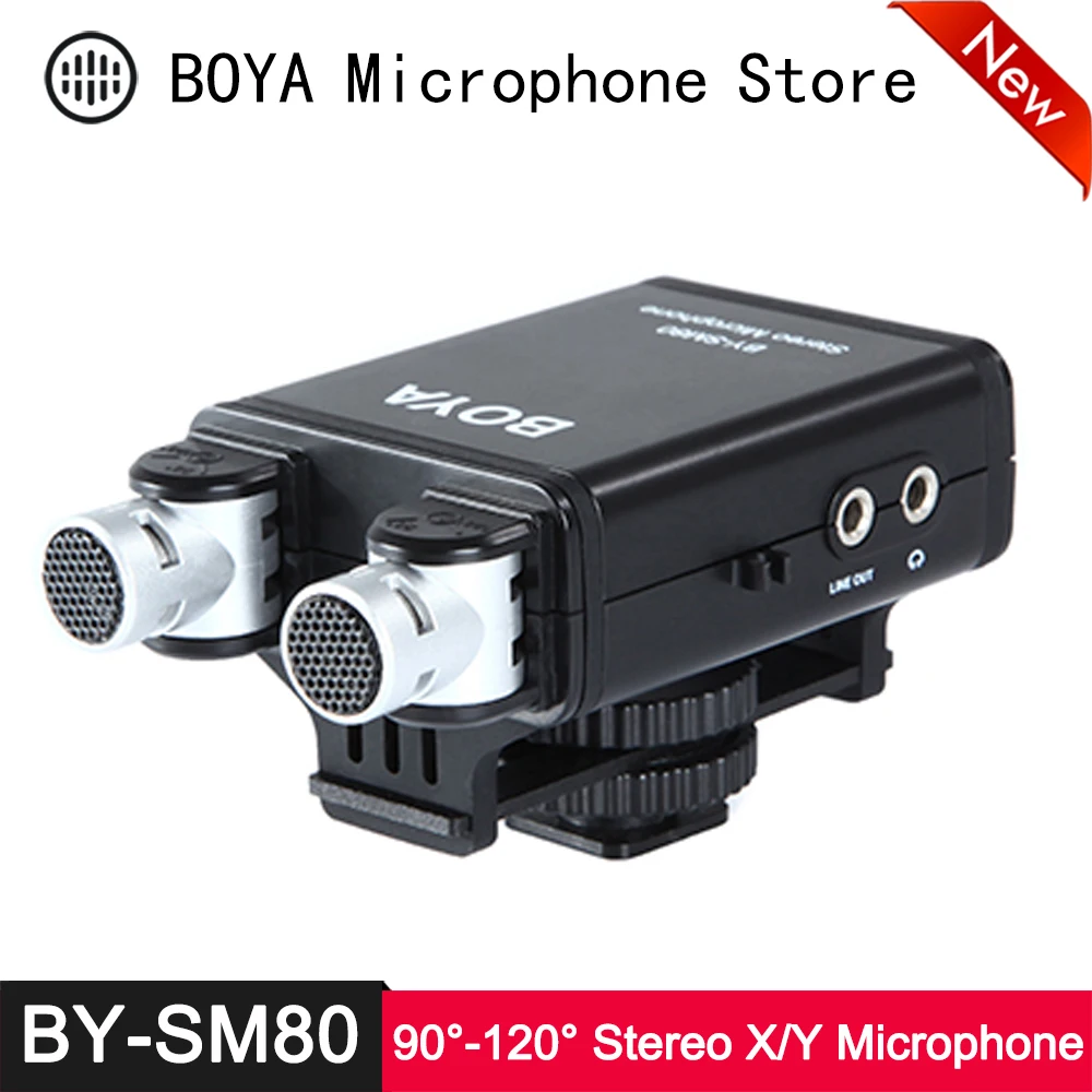 

BOYA BY-SM80 Mini Stereo X/Y Condenser Light Compact Microphone for Canon Nikon Sony DSLR Video Camera Camcorder Audio Recorder