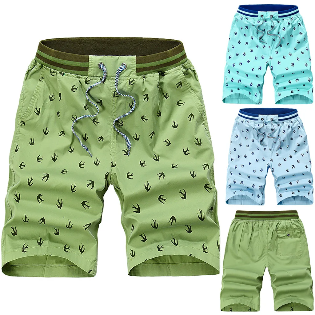Для мужчин Рубашки домашние новые летние Для мужчин эластичные шорты с эластичной резинкой на талии по колено мужская хлопковая Повседневное Короткие Печать с карманом 10,21