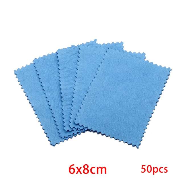 10-50pcs Polish Polishing Cloth Silver Color Cleaning  Polishing Cloth Soft Clean Wipe Wiping Cloth For Silver Gold Jewelry Tool Dark Blue 6x8 50Pcs