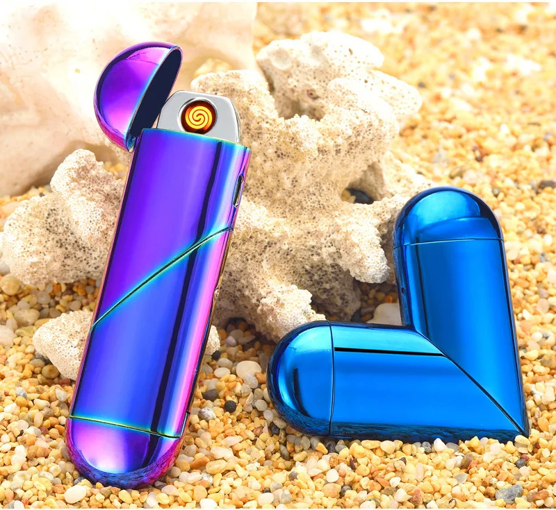 

2020 New Creative Free Fire Folding Magic Love Heart Gas Electric Lighter Dual Use Charge Lighter Valentine's Gift USB Lighter