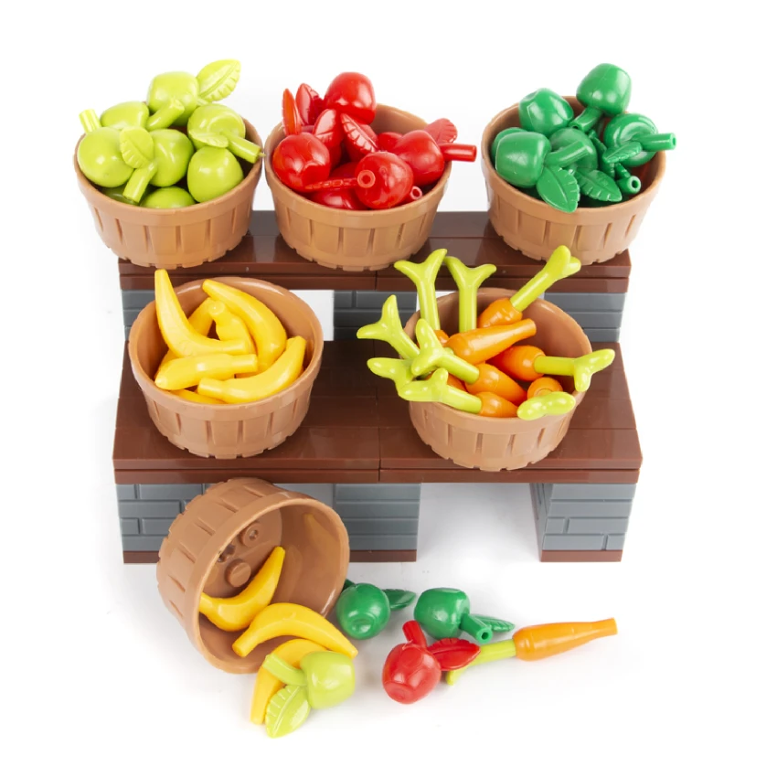 MOC City Accessories Figures Food Fruit Apple Banana Basket Compatible Legoings Bricks Children‘s DIY Toy Gift (3)