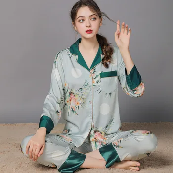

Youhottest Women Sleepwear Silk Pajamas Satin Long Sleeve Pajamas Sets