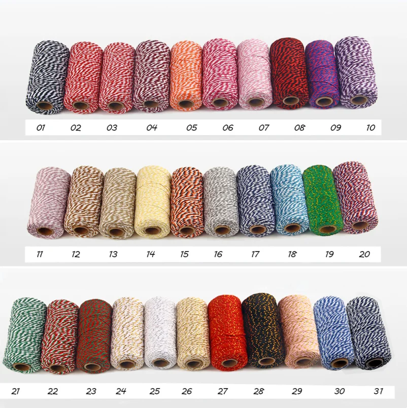 Cotton Cord Baker Twine Colorful Cotton Crafts Twine Macrame Cord String DIY Home Textile Gift Wrapping Wedding Decor 100M/Roll cotton rope macrame cord