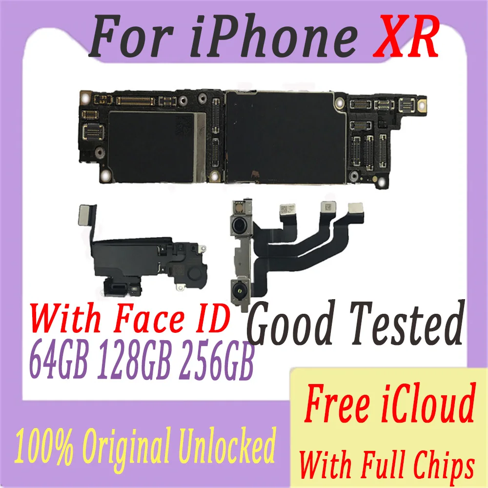 Все чипы протестированы для iPhone XR материнская плата с лицом ID, бесплатный iCloud для iPhone X R материнская плата оригинальная разблокированная панель