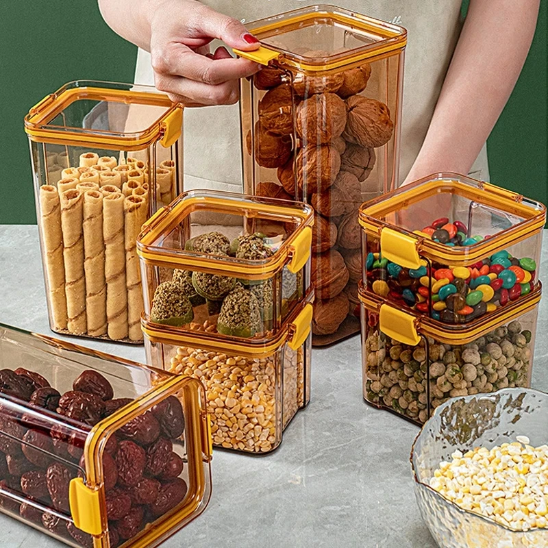 Airtight Food Storage Container Stackable Kitchen Sealed Jar For Cereal  Flour Sugar Dried Fruit Transparent Storage Tank