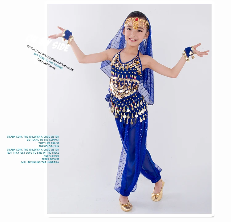 Танец живота Дети танец живота костюмы для детей комплект для танца живота девочек Болливуд индийские выступления ручной работы одежда 6 цветов