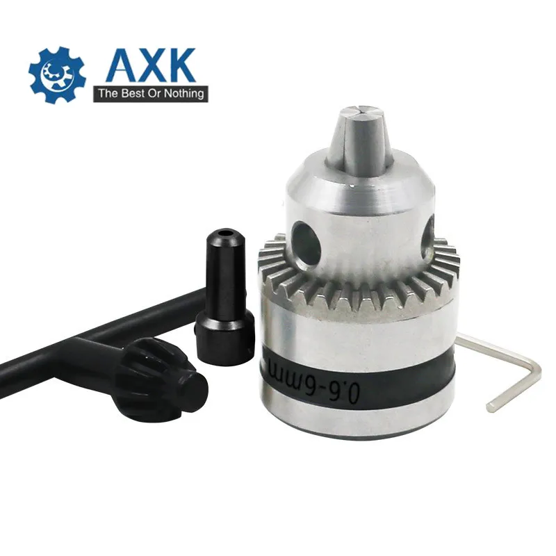 

Drill Chuck 0.6-6mm Mount B10 Taper with 4/5/6/8/9.5/10/11/12/14mm Connector Rod Motor Shaft Key Wrench Power Tools DT402