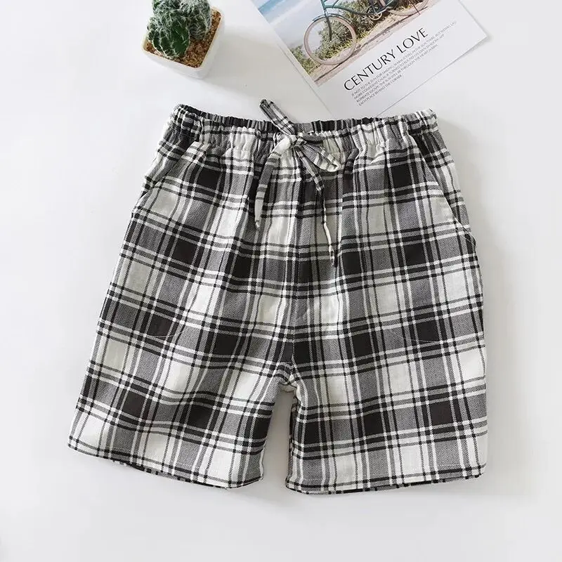 Шорты женские и мужские клетчатые для сна одежда мягкие домашние шорты