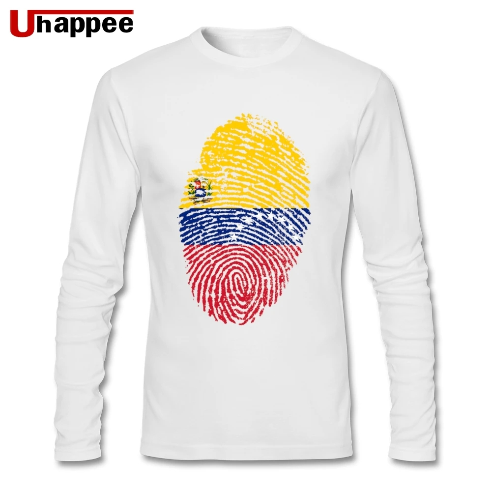 Venezuela флаг отпечаток пальца мужские на заказ Осень Печать Графический длинный рукав большой размер Базовая футболка футболки в стиле панк подарок для мужчин - Цвет: Белый
