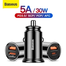 Baseus 30W Auto Ladegerät mit Typ C PD Schnelle Ladegerät Für iPhone 11 Pro Max Unterstützung QC 4,0 3,0 SCP AFC Für HUAWEI Xiaomi Samsung