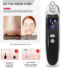 Электрический пылесос для удаления угрей лица, для лечения акне, для удаления прыщей, для ухода за кожей, ЖК-дисплей, высокое разрешение, 6, всасывающая головка