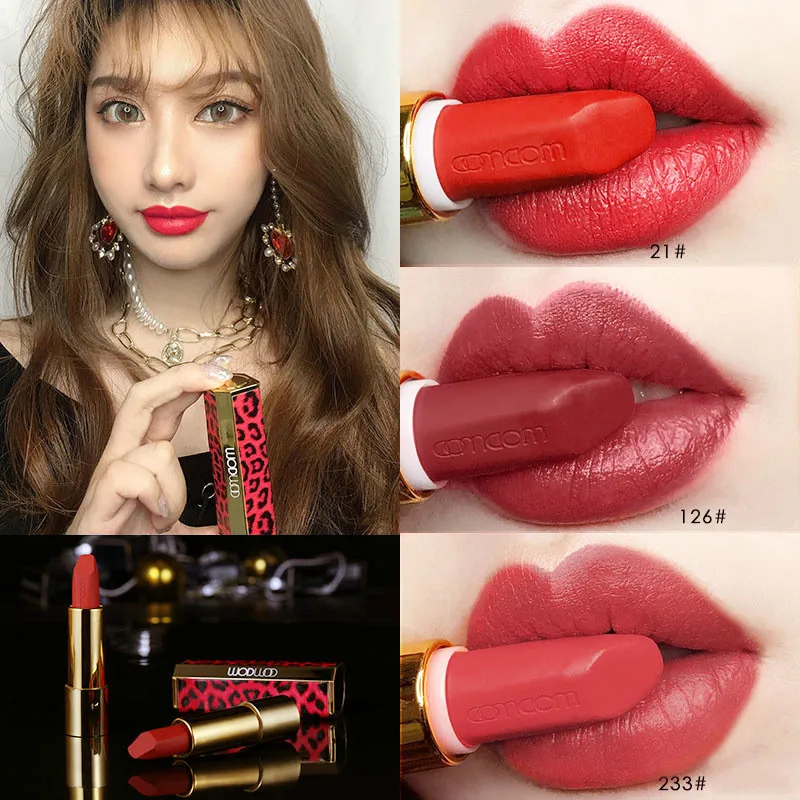 

Leopard-print Lipstick Matte Matte Retro Red Cream Orange Cow Blood Red Morandi Color Elegant Lipstick