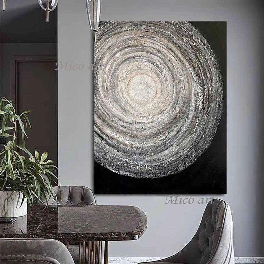 

Black Design Circle Design Oil Wall Canvas Picture Art Painting Hand Painted Abstract Modern House Decor Oil Painting Quality