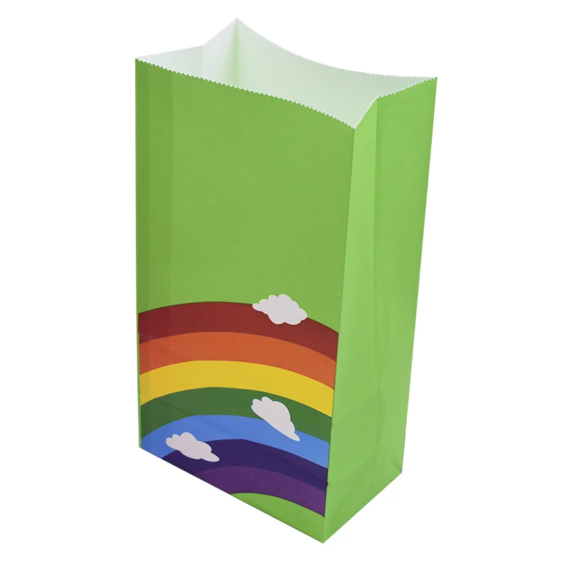 5 шт цветные радужные в горошек бумажные мешки, мешок с открытым верхом, подарочная упаковка, вечерние конфетные сумки для свадьбы, рождественские принадлежности - Цвет: 5pcs rainbow B07