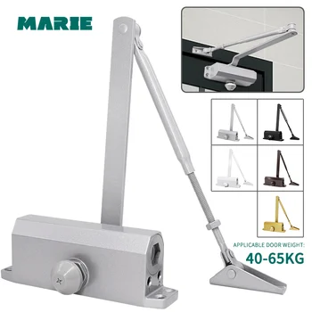 

Marie Silver Hydraulic buffer Door Closer Automatic Spring Closing Speed Adjustable Simple Installation Commercial Door Closers