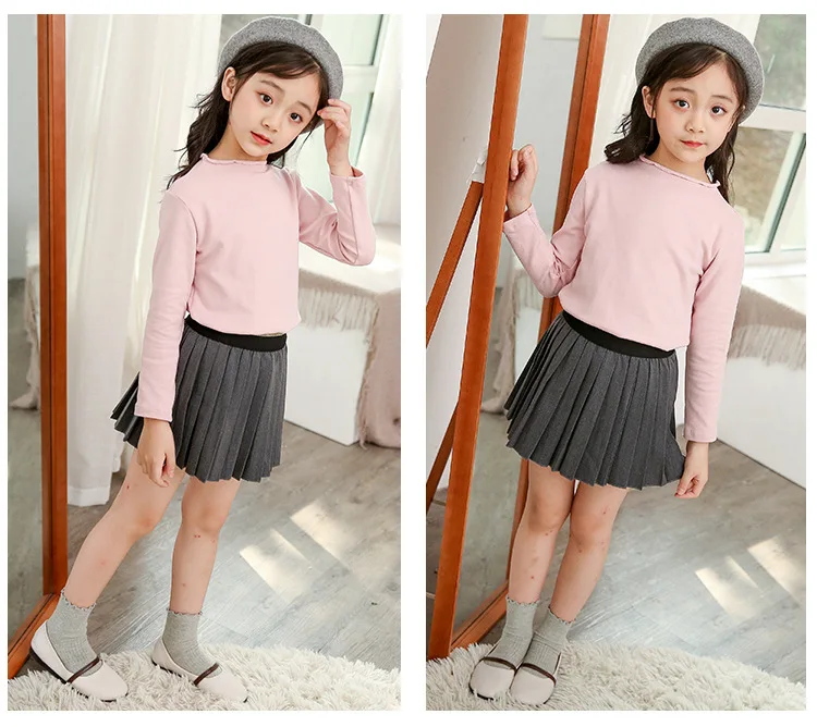 Back To School Clothing Teenage Girls Fashion Tops Little Kids T Shirt Autumn 2019 Baby Girl T-shirts Tees White Pink Green Grey (7)