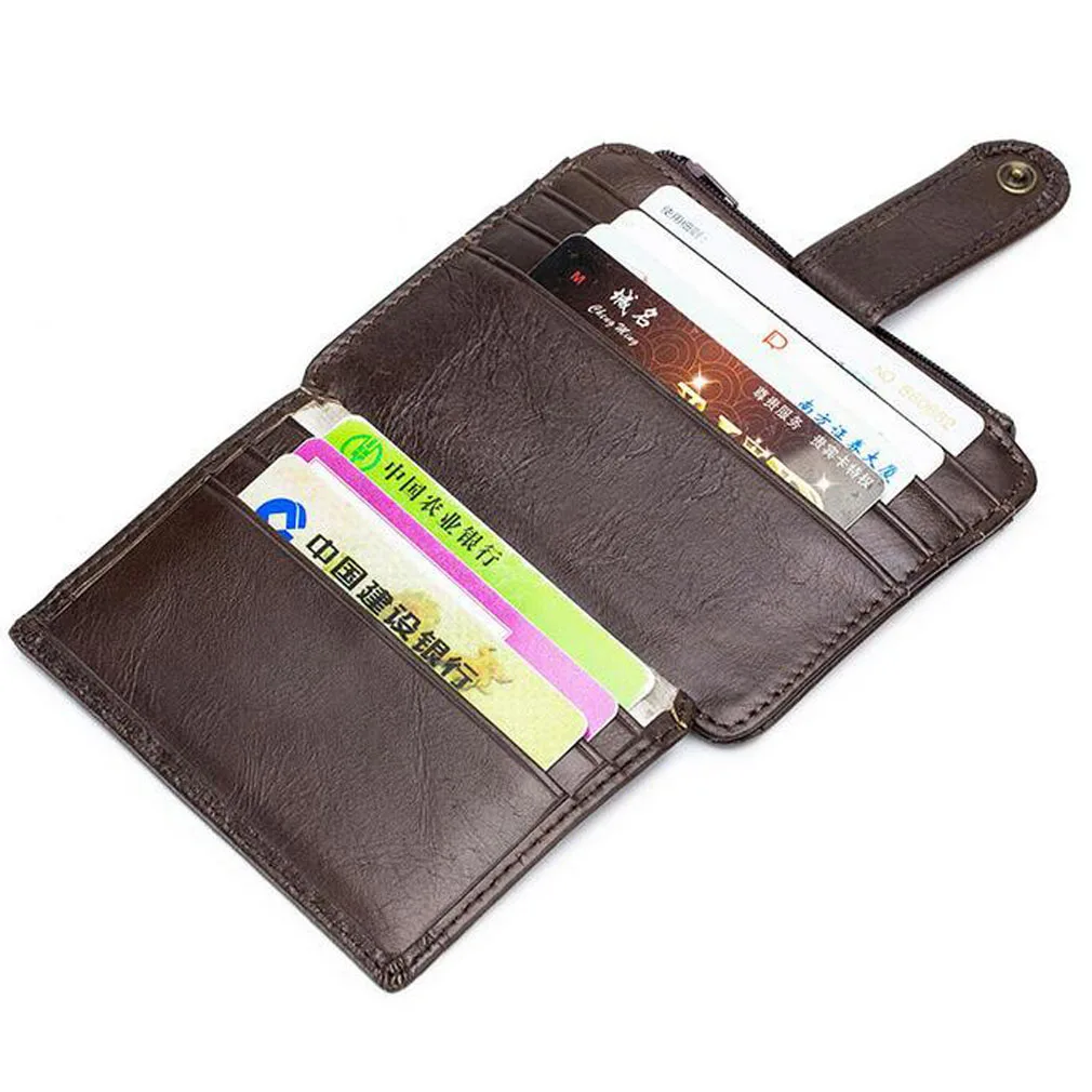 BULLCAPTAIN Genuine Leather RFID Blocking zipperMini Credit Card Holder Wallet mini slim wallet card & id holders man