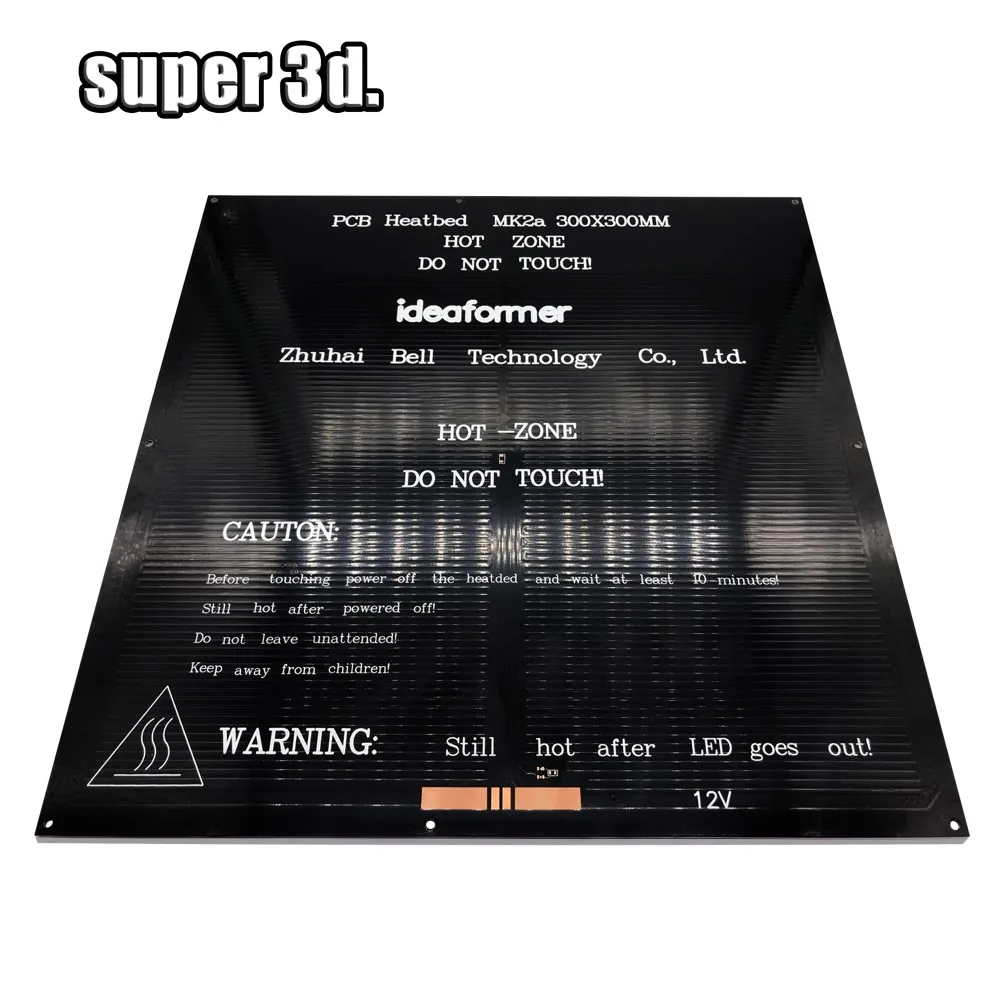 MK2A PCB квадратная алюминиевая нагревательная пластина MK2A 300*300*3 мм 12 В 24 В для Mendel RAMPS 1,4 детали 3D-принтера поддержка подогрева кровати