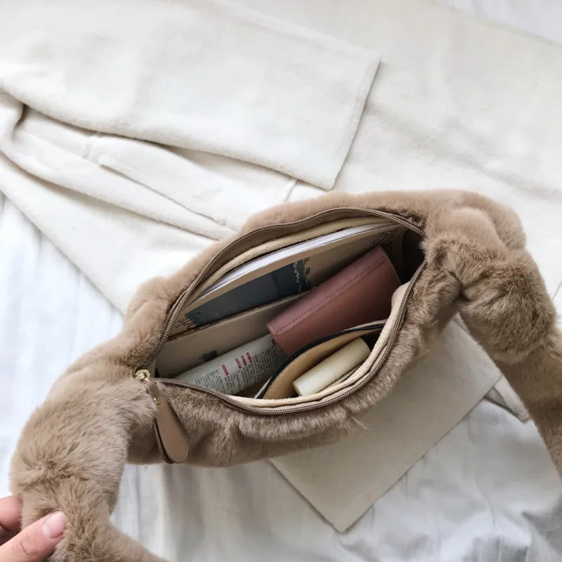 BXX Sac/ Модные осенние зимние роскошные женские сумки дизайнерские дикие Плюшевые Милые однотонные сумки через плечо ZF229