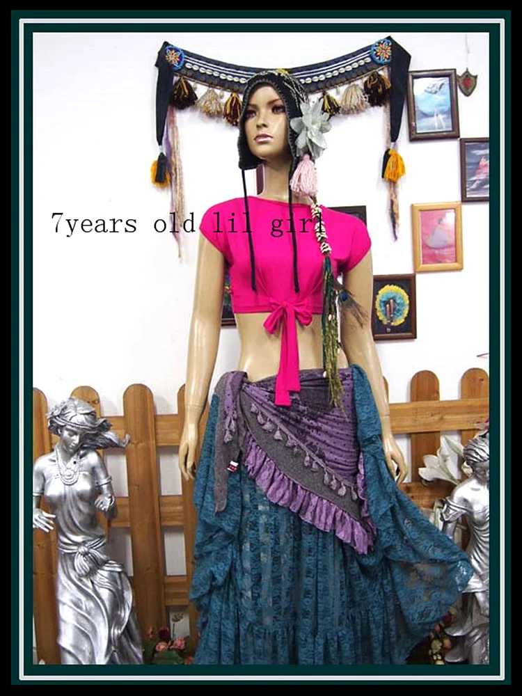 

7 лет Lil Girl 2021 модал, вискоза хлопок топ для танца живота для Племенной Fusion H63 69