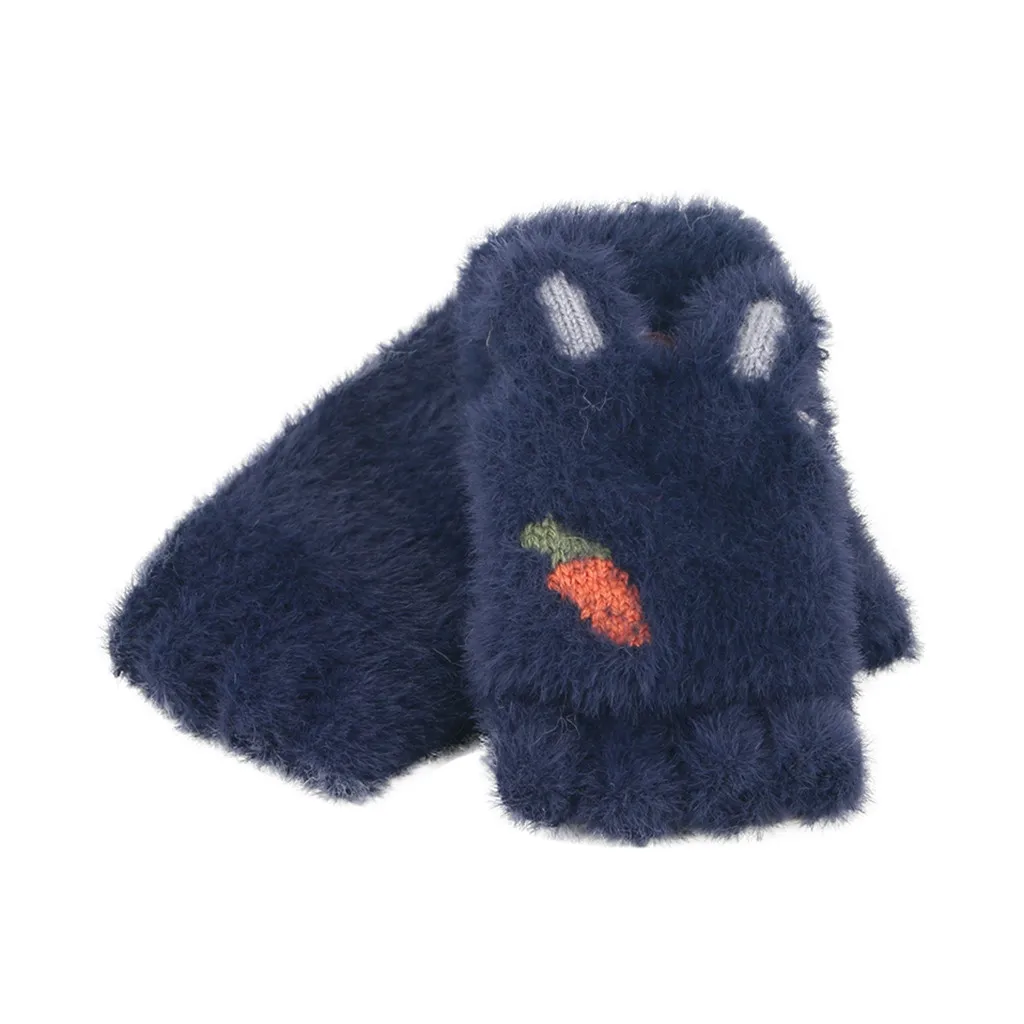 Детские зимние перчатки, теплые детские перчатки с искусственным мехом, плюшевые теплые перчатки для улицы, милые перчатки для девочек и мальчиков, Новинка