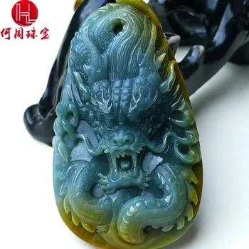 

Hezhou jewelry!Myanmar natural jade!Exquisite hand carving!Dragon pendant!Exquisite workmanship! 75.50g