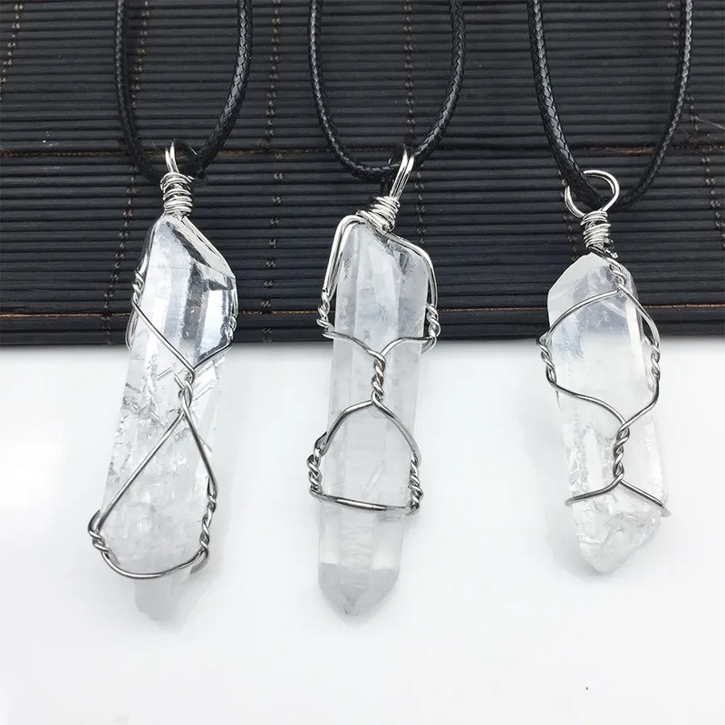 Натуральный кристалл столб Большая подвеска-маятник проволока обернутый