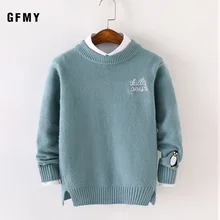 GFMY/ осень-зима модный свитер с круглым вырезом и вышивкой свитер "Пингвин" для мальчиков Теплый шерстяной От 5 до 14 лет пальто детские свитера