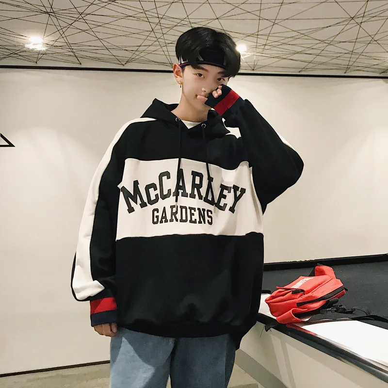 

Hoodie Men's Hooded Spring And Autumn Korean-style Trend Students BF Loose-Fit Ulzzang Men Sports Plus Velvet Jacket Fashion