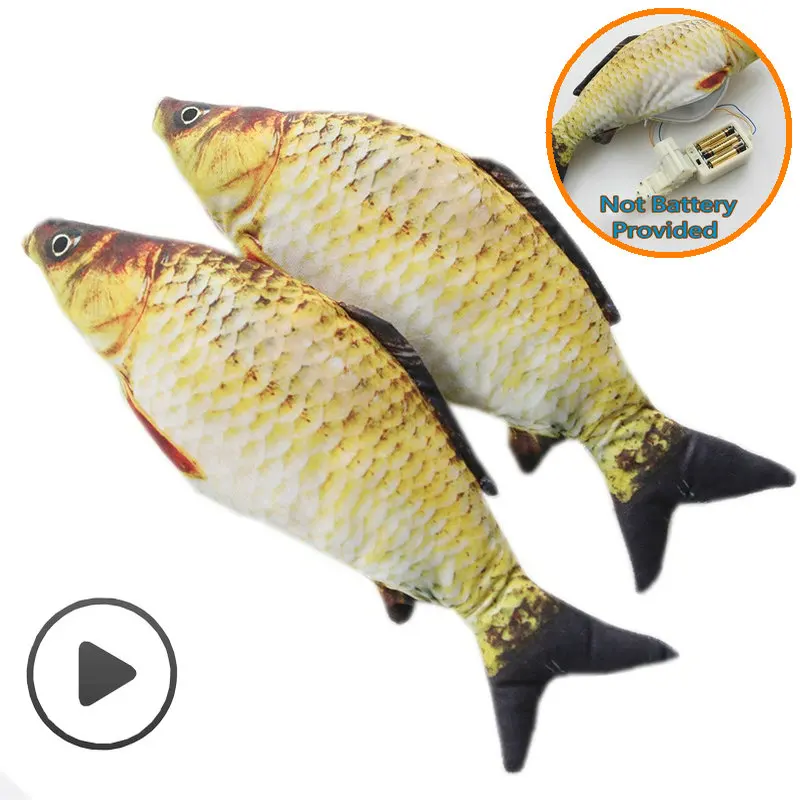 

Electric Fish Cat Toy Cute Bouncing Stuffed Tail Wagging Fish Electronic Pet Toys Funny Trick Toys for Dogs Doll toys for Pets
