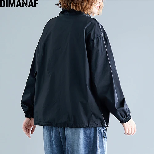 DIMANAF плюс размер женские толстовки Осенние Топы с длинными рукавами рубашки на молнии карманы свободные рубашки твердые большие размеры Модная одежда - Цвет: XX99331CN-hei